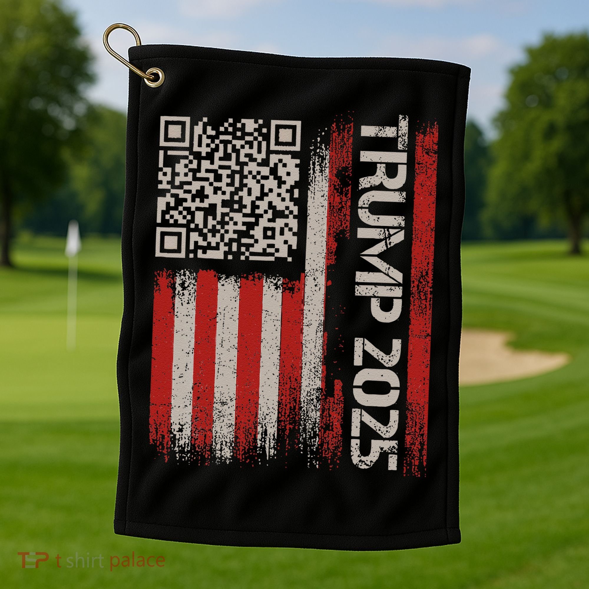 Funny Trump 2025 Qr 4547 Dancing Code Usa Flag We The Golf Towel