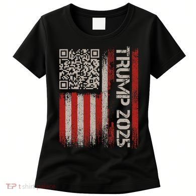 Funny Trump 2025 Qr 4547 Dancing Code Usa Flag We The Women's T-Shirt