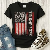 Funny Trump 2025 Qr 4547 Dancing Code Usa Flag We The Women's T-Shirt thumb 3