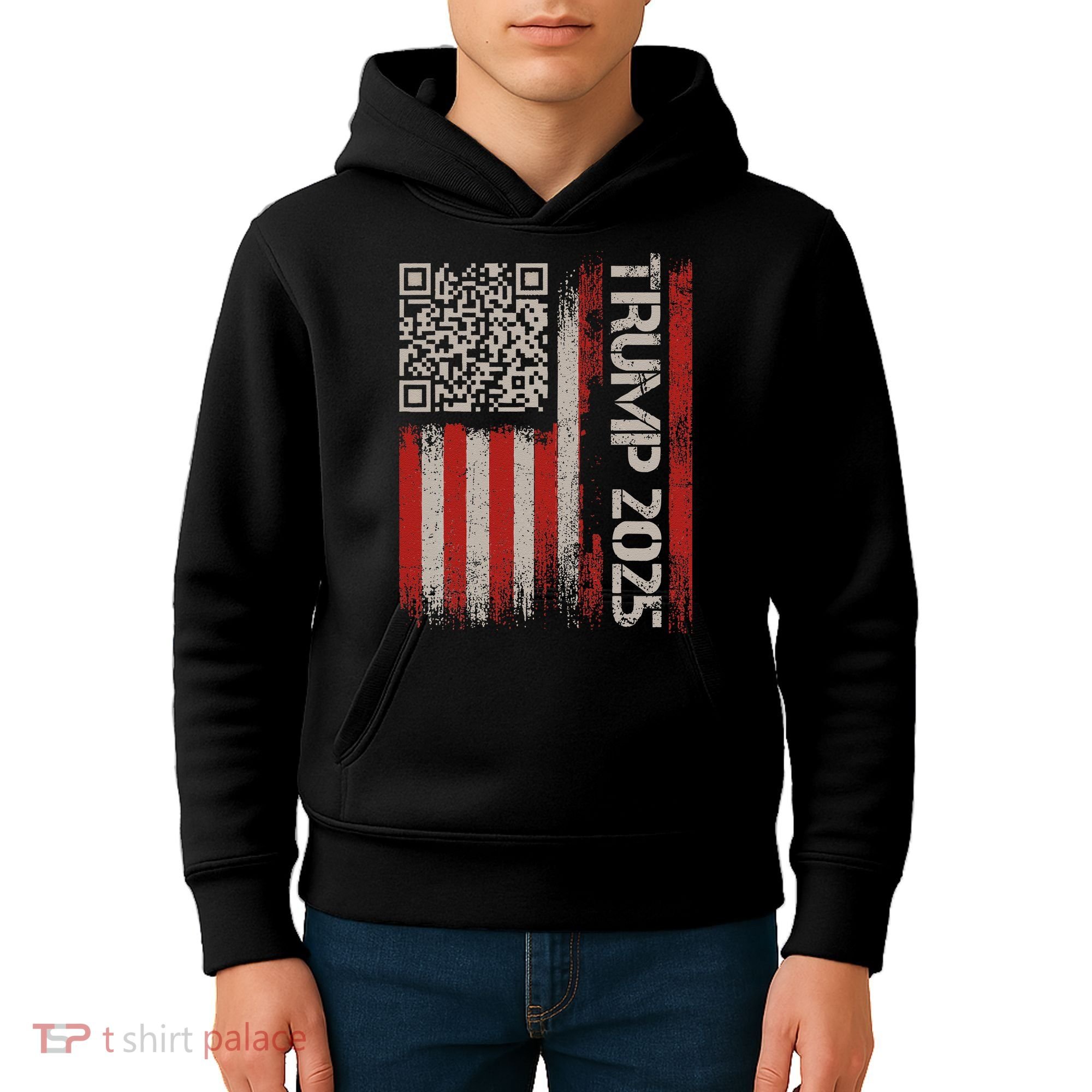 Funny Trump 2025 Qr 4547 Dancing Code Usa Flag We The Kids Hoodie