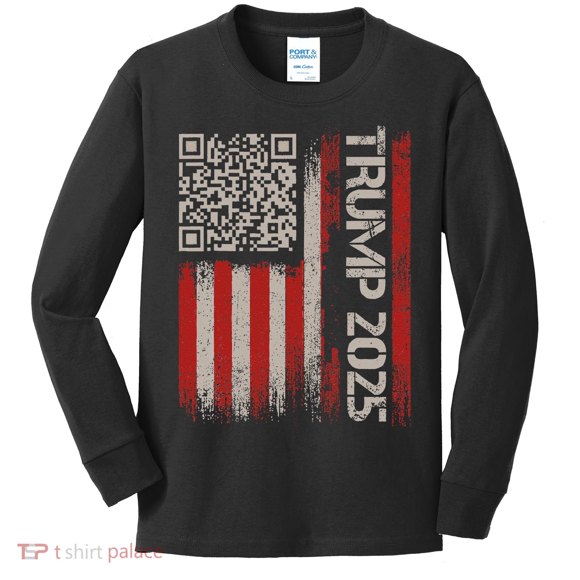 Funny Trump 2025 Qr 4547 Dancing Code Usa Flag We The Kids Long Sleeve Shirt