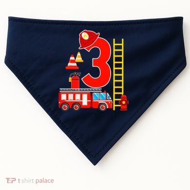 Fire Truck 3rd Birthday Boy 3 Year Old Firefighter USA-Made Doggie Bandana