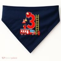Fire Truck 3rd Birthday Boy 3 Year Old Firefighter USA-Made Doggie Bandana thumb 0