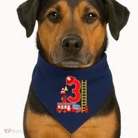 Fire Truck 3rd Birthday Boy 3 Year Old Firefighter USA-Made Doggie Bandana thumb 1