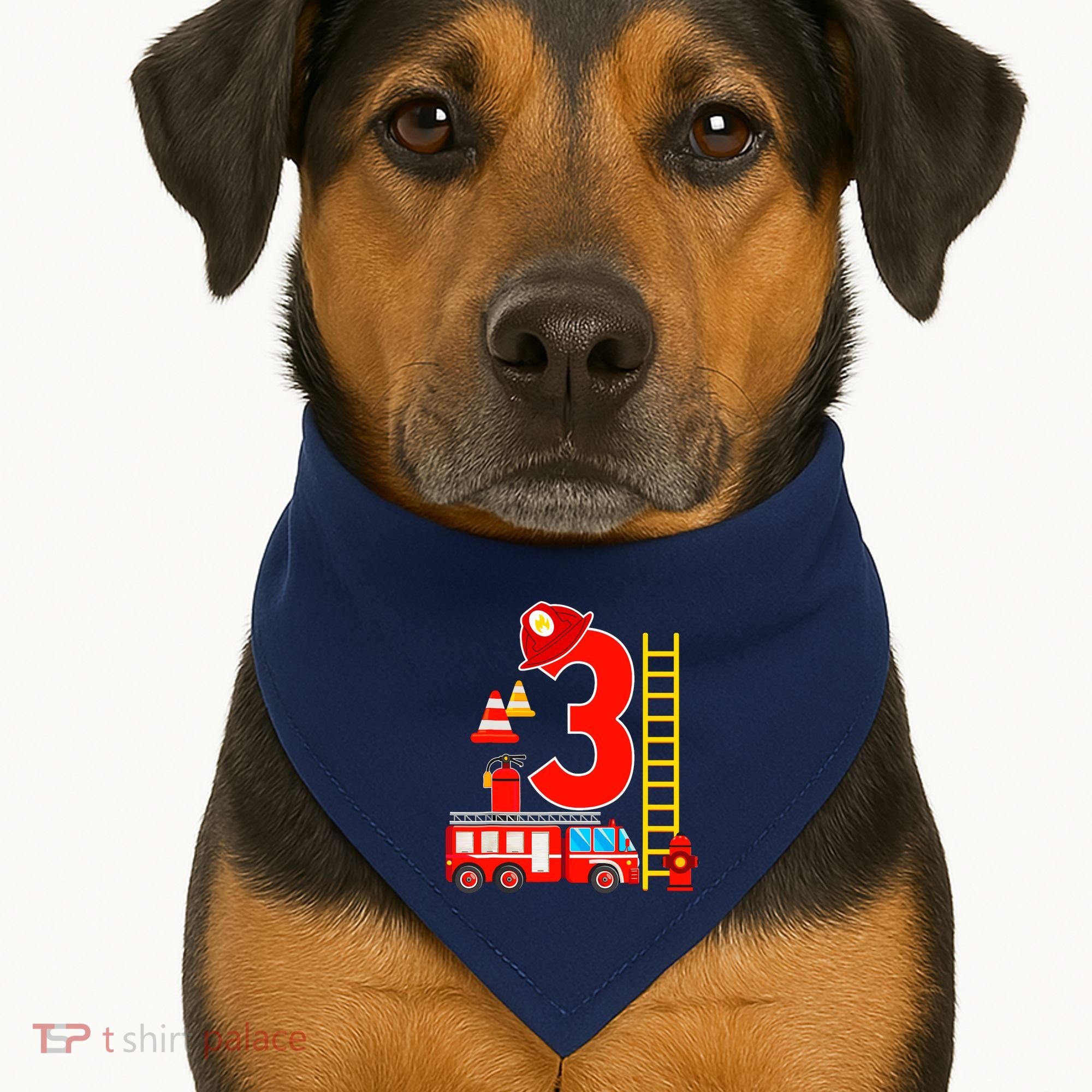 Fire Truck 3rd Birthday Boy 3 Year Old Firefighter USA-Made Doggie Bandana