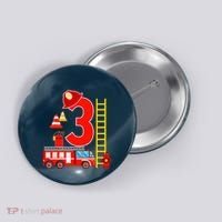 Fire Truck 3rd Birthday Boy 3 Year Old Firefighter Button thumb 0