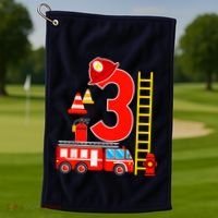 Fire Truck 3rd Birthday Boy 3 Year Old Firefighter Golf Towel thumb 1