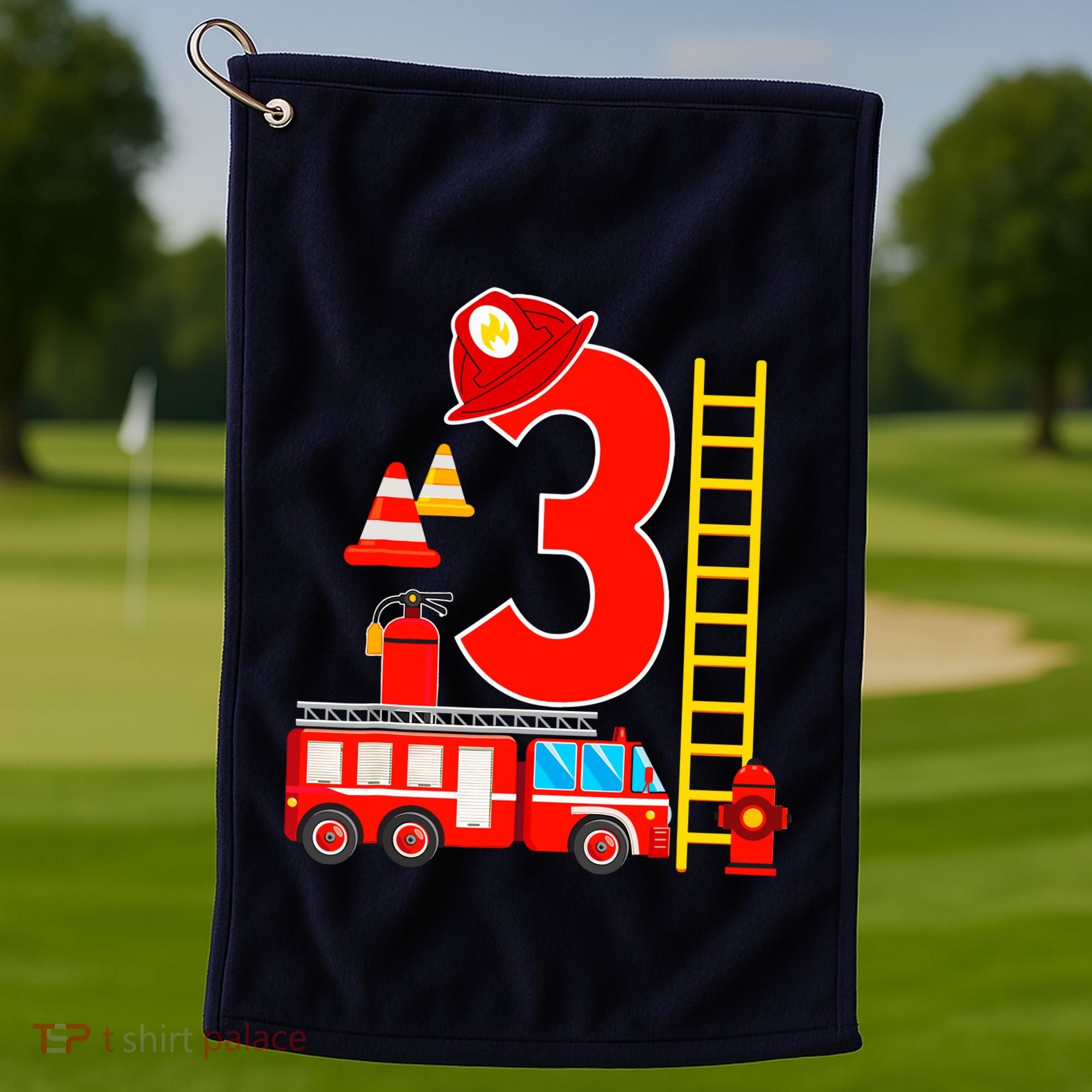 Fire Truck 3rd Birthday Boy 3 Year Old Firefighter Golf Towel