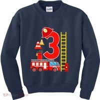 Fire Truck 3rd Birthday Boy 3 Year Old Firefighter Kids Sweatshirt thumb 0