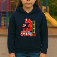 Fire Truck 3rd Birthday Boy 3 Year Old Firefighter Kids Hoodie thumb 3