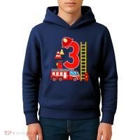 Fire Truck 3rd Birthday Boy 3 Year Old Firefighter Kids Hoodie thumb 4