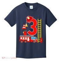 Fire Truck 3rd Birthday Boy 3 Year Old Firefighter Kids T-Shirt thumb 0
