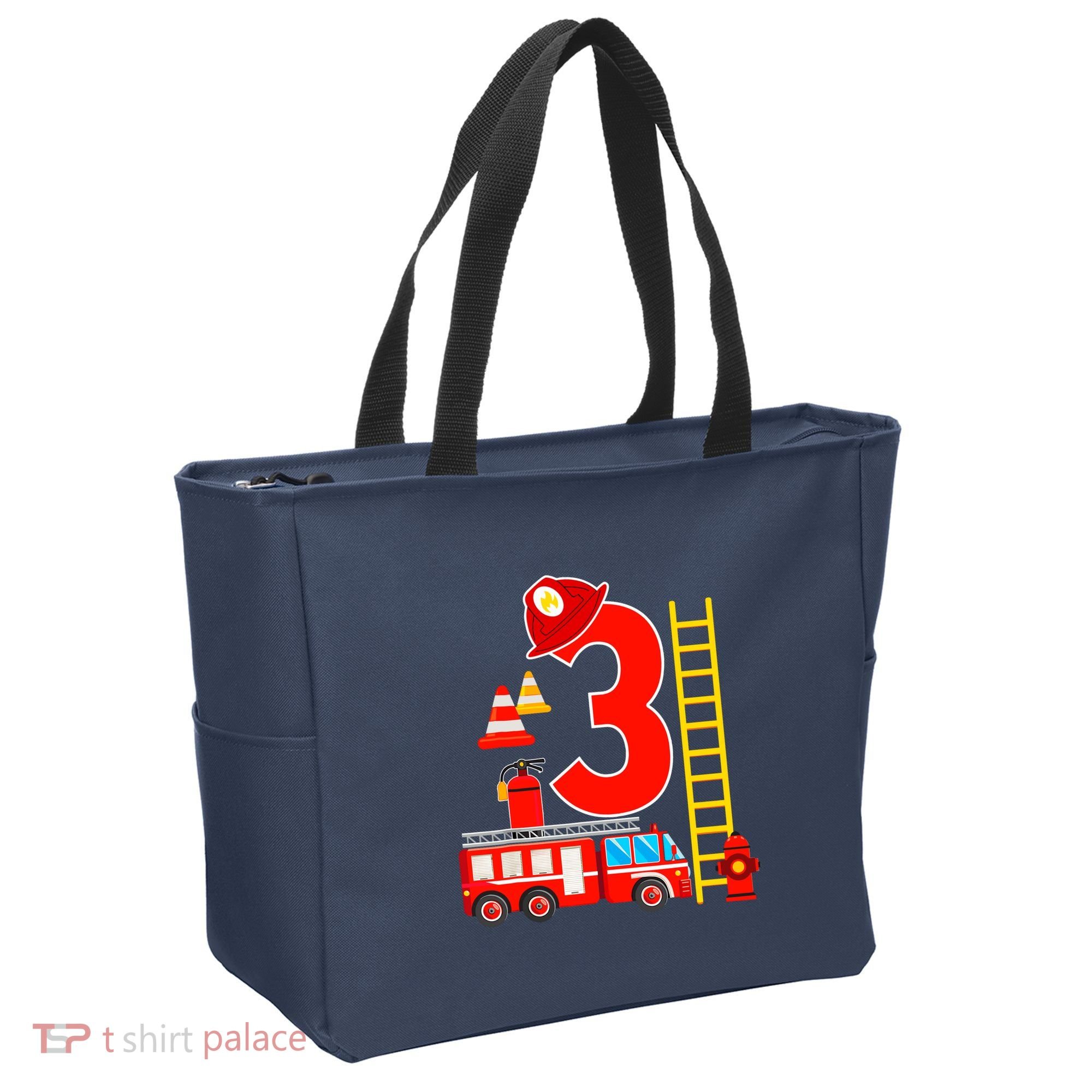 Fire Truck 3rd Birthday Boy 3 Year Old Firefighter Tote Bag