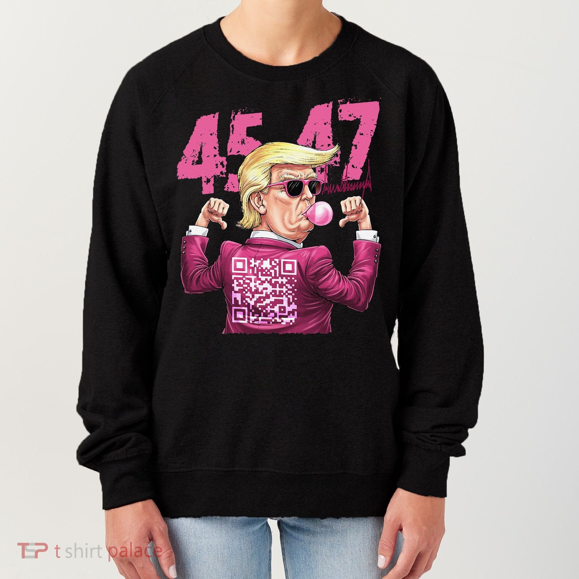 Funny Trump 45 47 Bubble Pin.K Qr Dancing Code Women's Sweatshirt