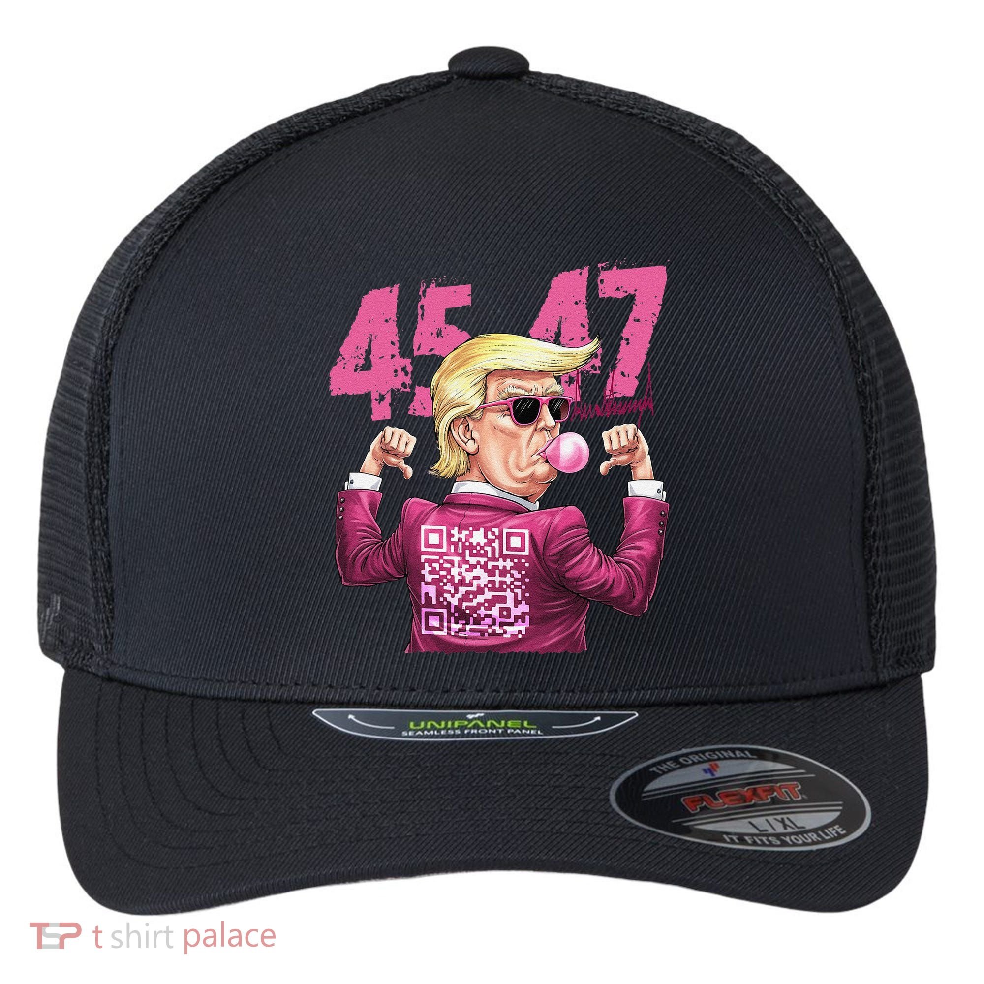 Funny Trump 45 47 Bubble Pin.K Qr Dancing Code Flexfit Unipanel Trucker Cap