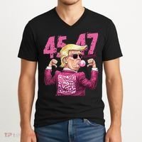 Funny Trump 45 47 Bubble Pin.K Qr Dancing Code V-Neck T-Shirt thumb 2