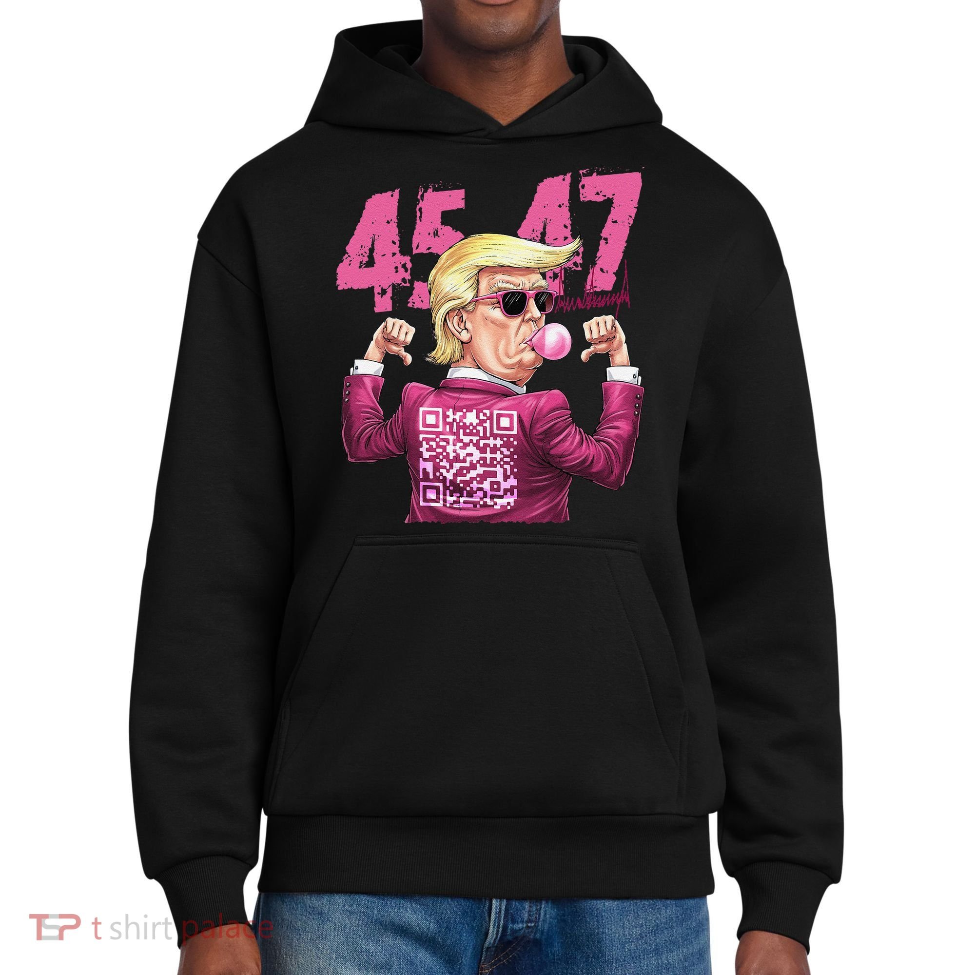 Funny Trump 45 47 Bubble Pin.K Qr Dancing Code District V.I.T. Heavyweight Hoodie