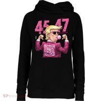Funny Trump 45 47 Bubble Pin.K Qr Dancing Code Womens Funnel Neck Pullover Hood thumb 0