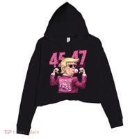 Funny Trump 45 47 Bubble Pin.K Qr Dancing Code Crop Fleece Hoodie thumb 0