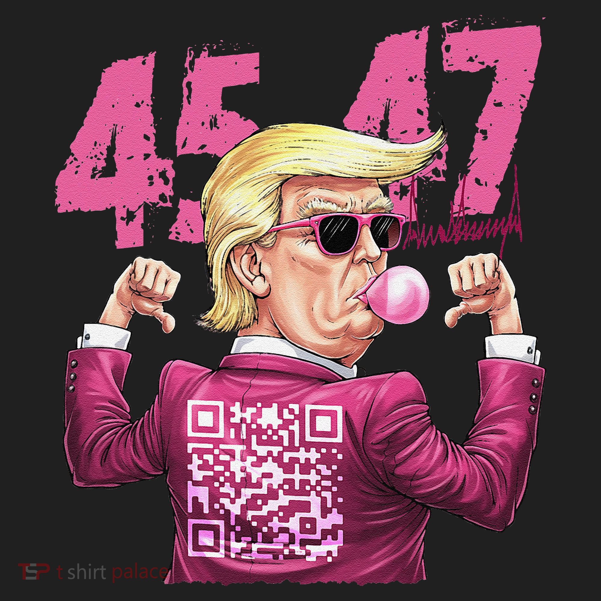 Funny Trump 45 47 Bubble Pin.K Qr Dancing Code Crop Fleece Hoodie