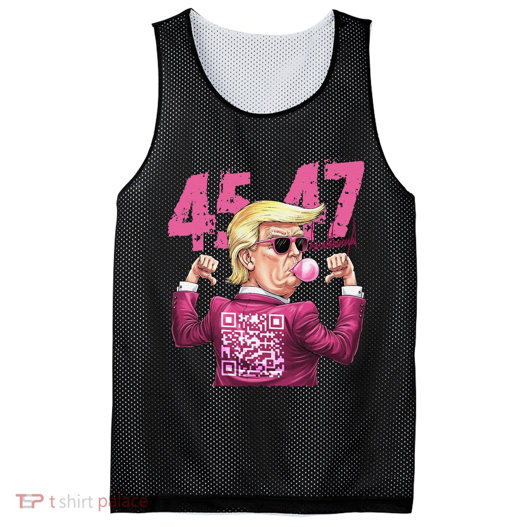 Funny Trump 45 47 Bubble Pin.K Qr Dancing Code Mesh Reversible Basketball Jersey Tank