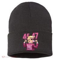 Funny Trump 45 47 Bubble Pin.K Qr Dancing Code Sustainable Knit Beanie thumb 0
