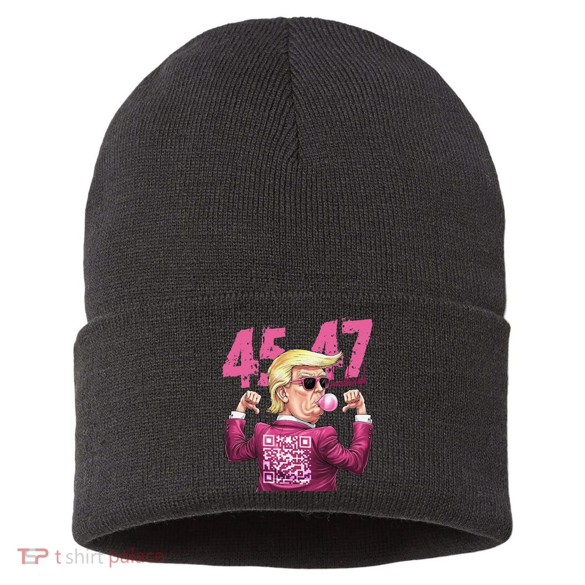 Funny Trump 45 47 Bubble Pin.K Qr Dancing Code Sustainable Knit Beanie