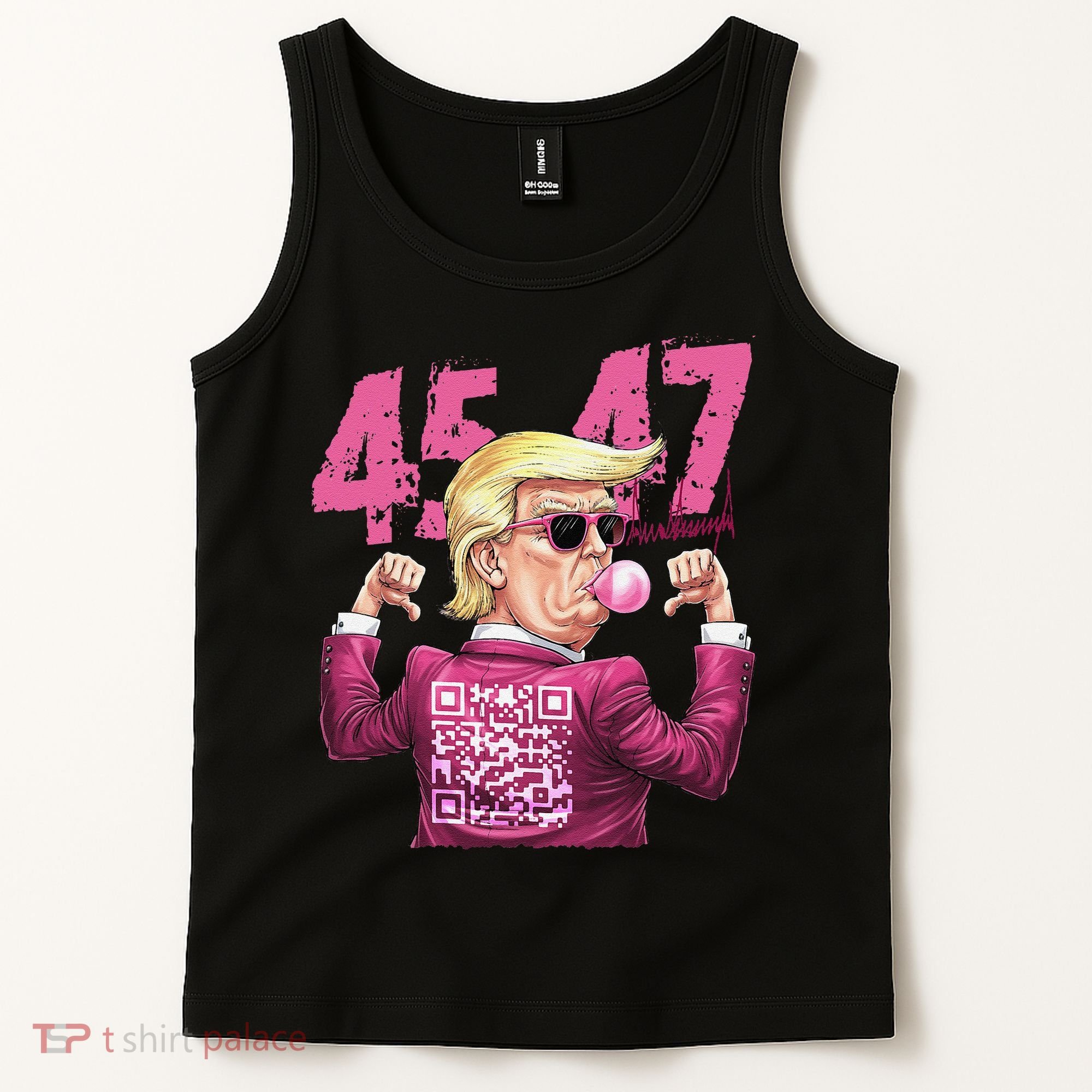 Funny Trump 45 47 Bubble Pin.K Qr Dancing Code Tank Top