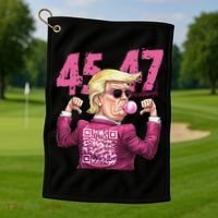 Funny Trump 45 47 Bubble Pin.K Qr Dancing Code Golf Towel thumb 1