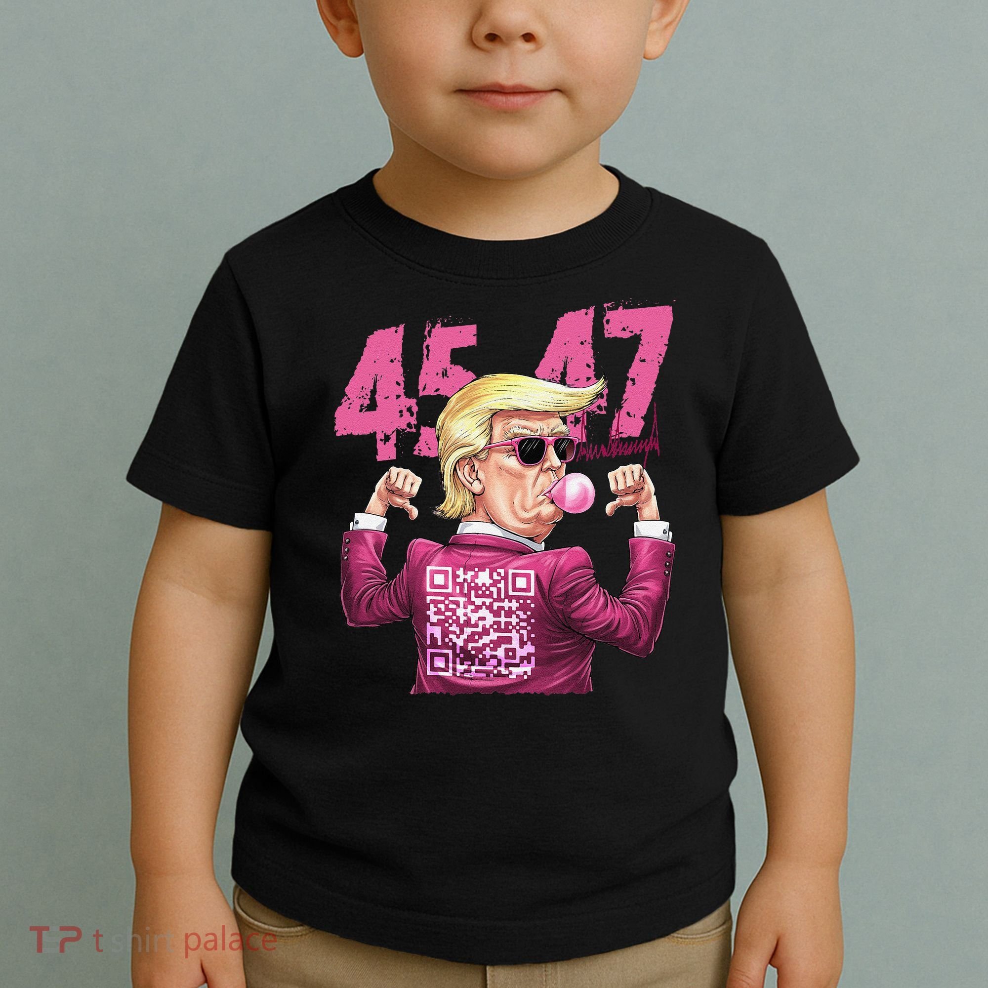Funny Trump 45 47 Bubble Pin.K Qr Dancing Code Toddler T-Shirt