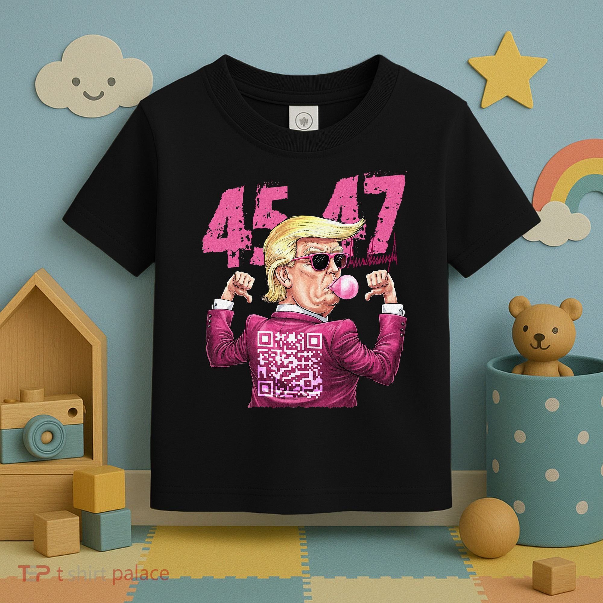 Funny Trump 45 47 Bubble Pin.K Qr Dancing Code Toddler T-Shirt