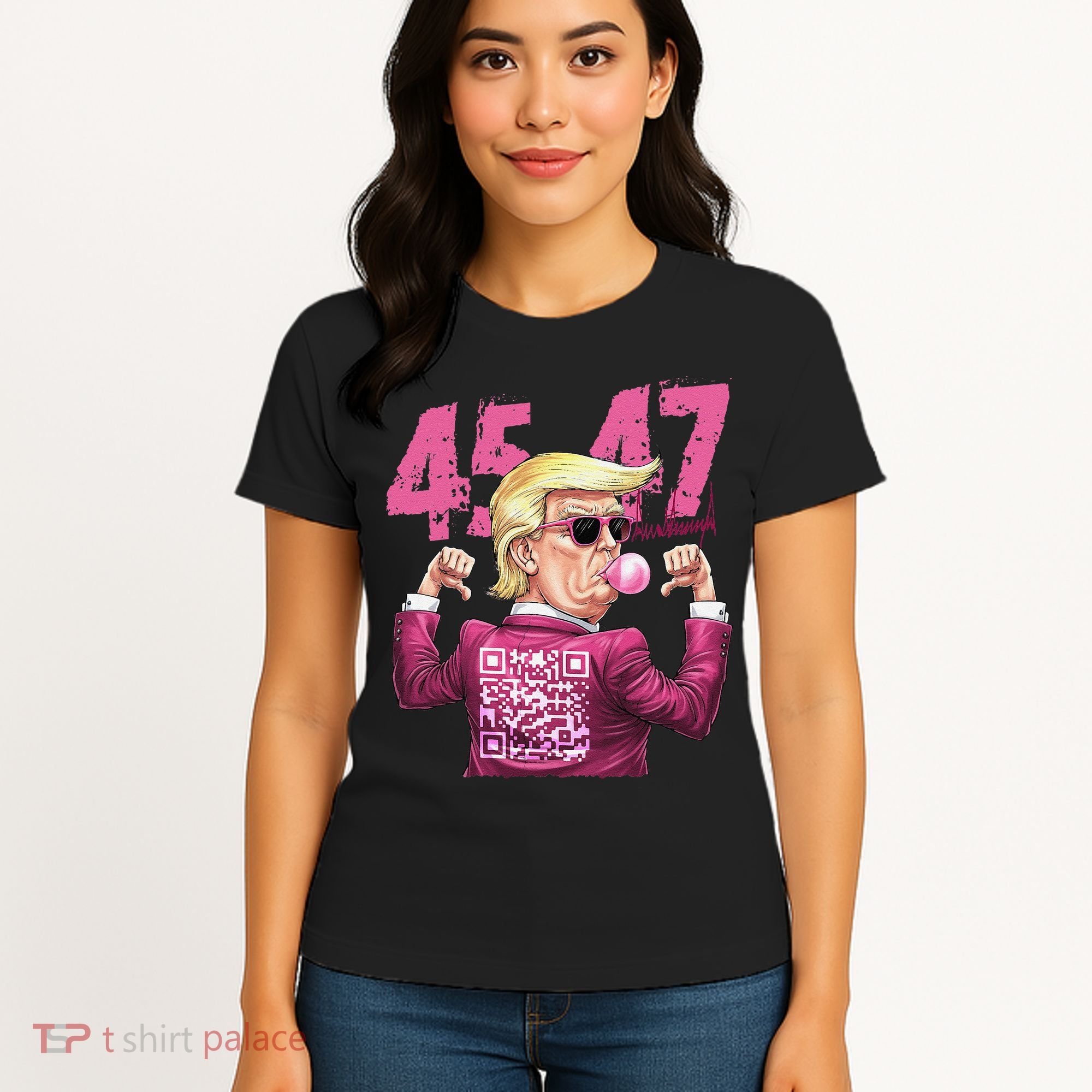 Funny Trump 45 47 Bubble Pin.K Qr Dancing Code Women's T-Shirt