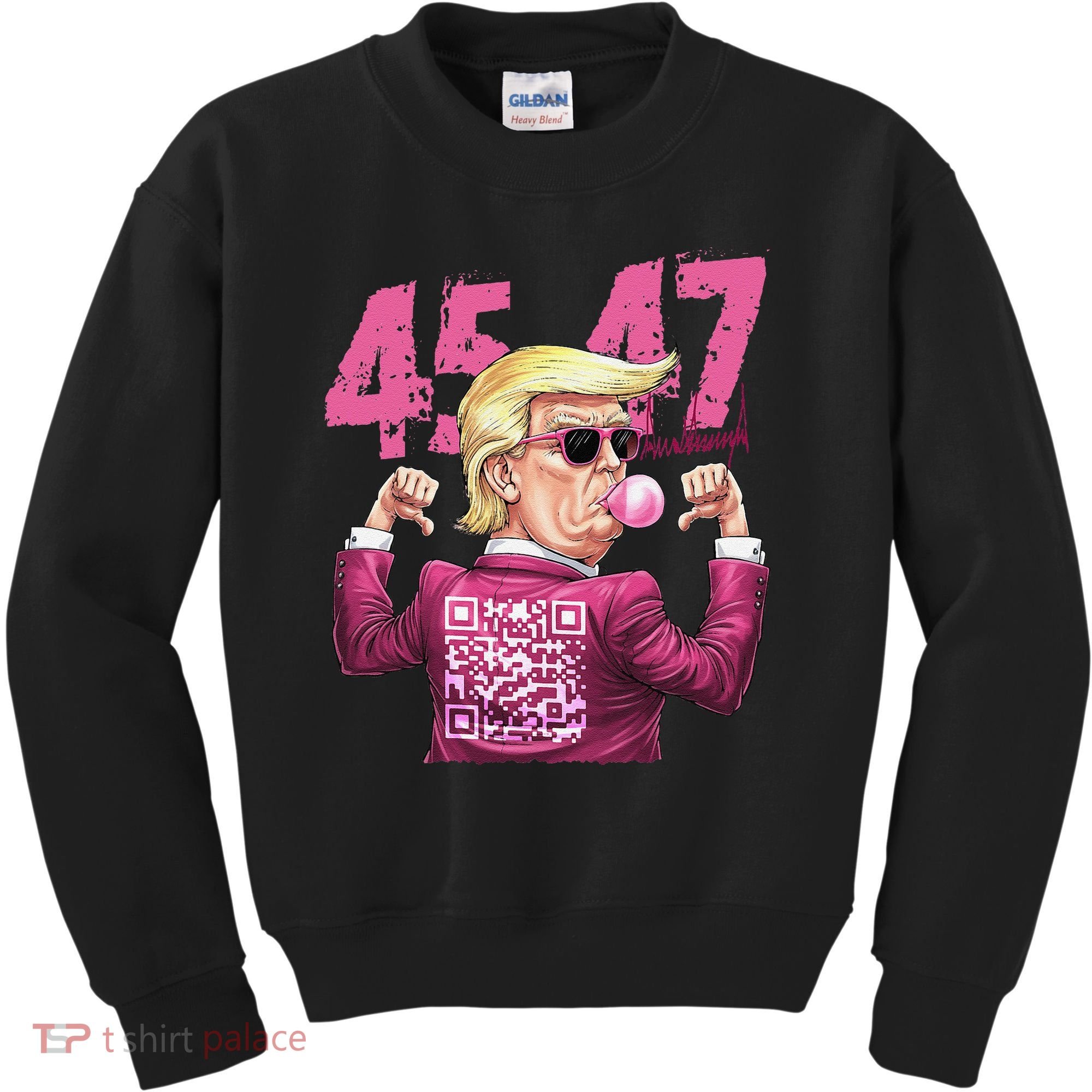 Funny Trump 45 47 Bubble Pin.K Qr Dancing Code Kids Sweatshirt