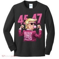Funny Trump 45 47 Bubble Pin.K Qr Dancing Code Kids Long Sleeve Shirt thumb 0