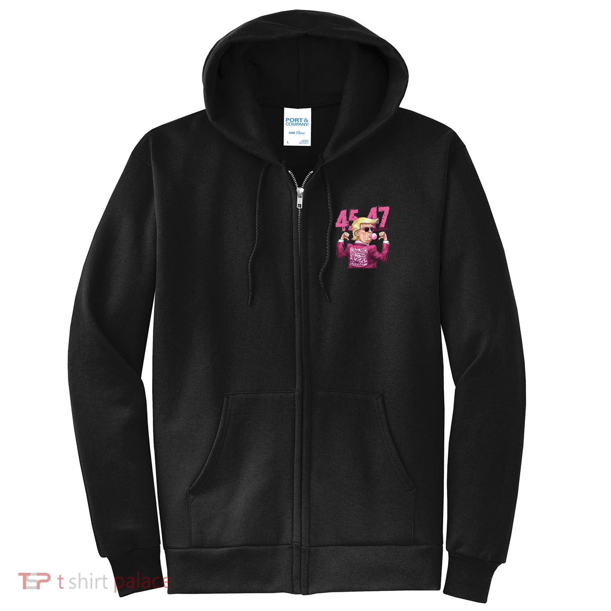 Funny Trump 45 47 Bubble Pin.K Qr Dancing Code Full Zip Hoodie