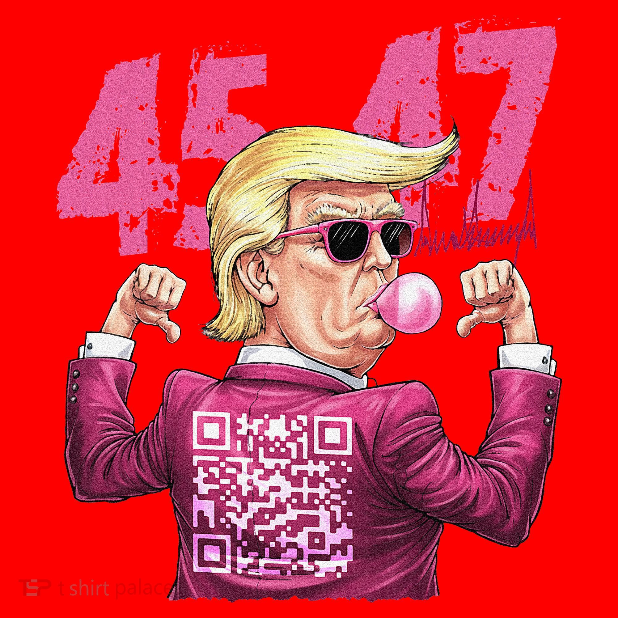 Funny Trump 45 47 Bubble Pin.K Qr Dancing Code Santa Hat