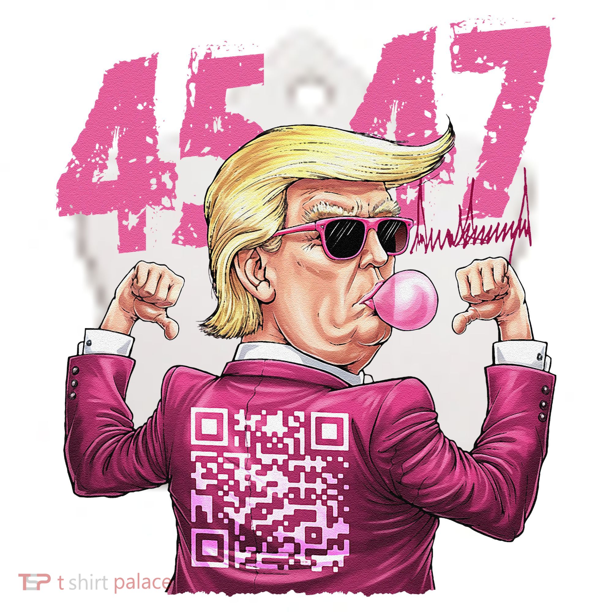 Funny Trump 45 47 Bubble Pin.K Qr Dancing Code Ceramic Ornament