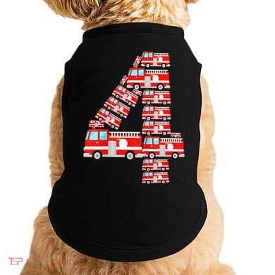 Fire Truck 4th Birthday 4 Year Old Firefighter Doggie Tank