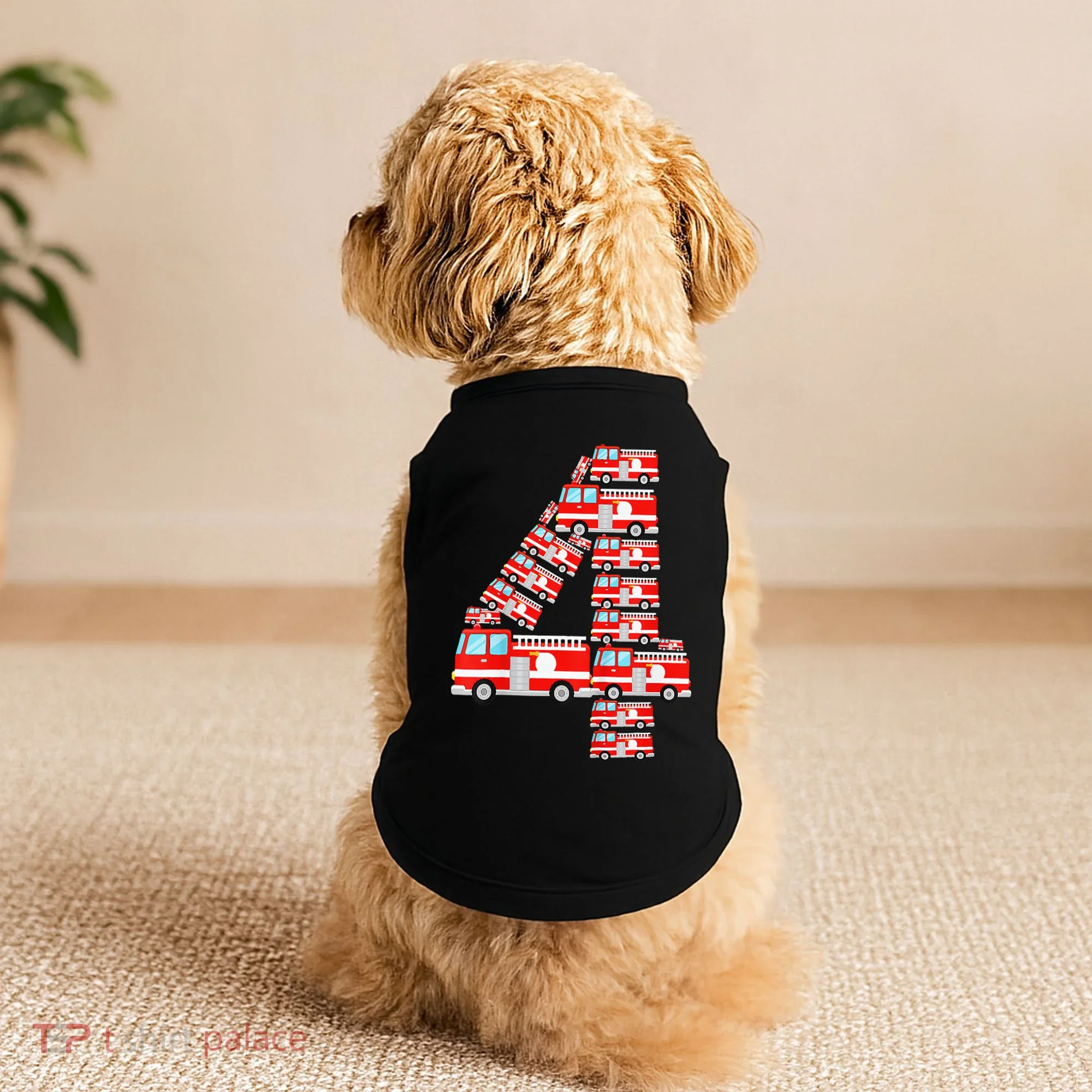 Fire Truck 4th Birthday 4 Year Old Firefighter Doggie Tank