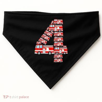 Fire Truck 4th Birthday 4 Year Old Firefighter USA-Made Doggie Bandana