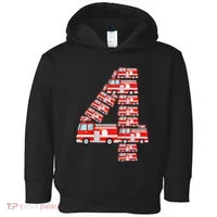 Fire Truck 4th Birthday 4 Year Old Firefighter Toddler Hoodie thumb 0