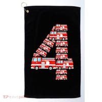Fire Truck 4th Birthday 4 Year Old Firefighter Golf Towel thumb 0