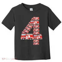 Fire Truck 4th Birthday 4 Year Old Firefighter Toddler T-Shirt thumb 0