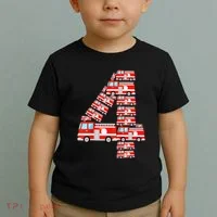 Fire Truck 4th Birthday 4 Year Old Firefighter Toddler T-Shirt thumb 2