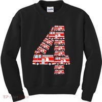 Fire Truck 4th Birthday 4 Year Old Firefighter Kids Sweatshirt thumb 0