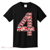 Fire Truck 4th Birthday 4 Year Old Firefighter Kids T-Shirt thumb 0