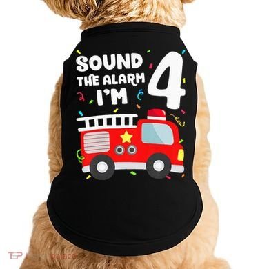Fire Truck 4th Birthday Firefighter 4 Year Old Doggie Tank