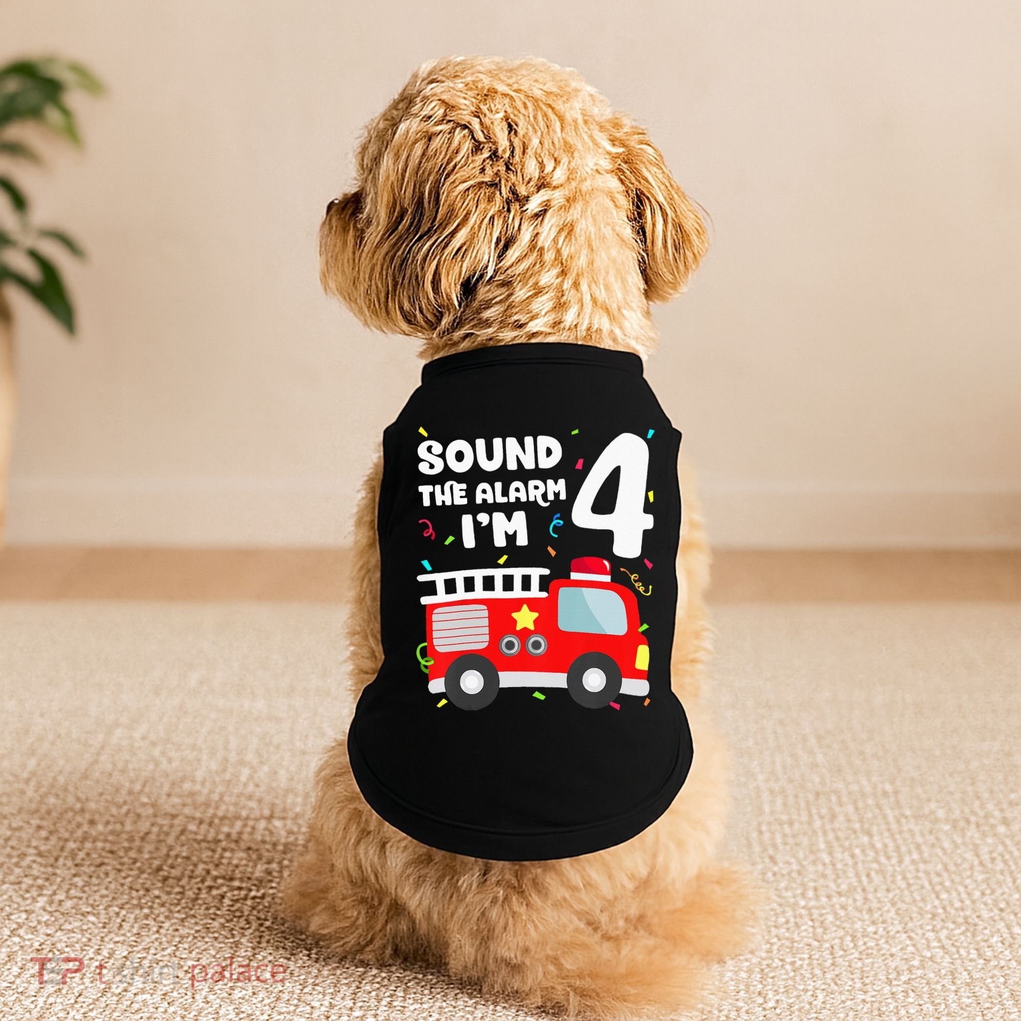 Fire Truck 4th Birthday Firefighter 4 Year Old Doggie Tank
