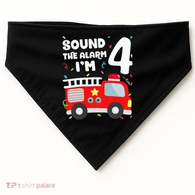 Fire Truck 4th Birthday Firefighter 4 Year Old USA-Made Doggie Bandana