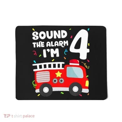 Fire Truck 4th Birthday Firefighter 4 Year Old Mousepad